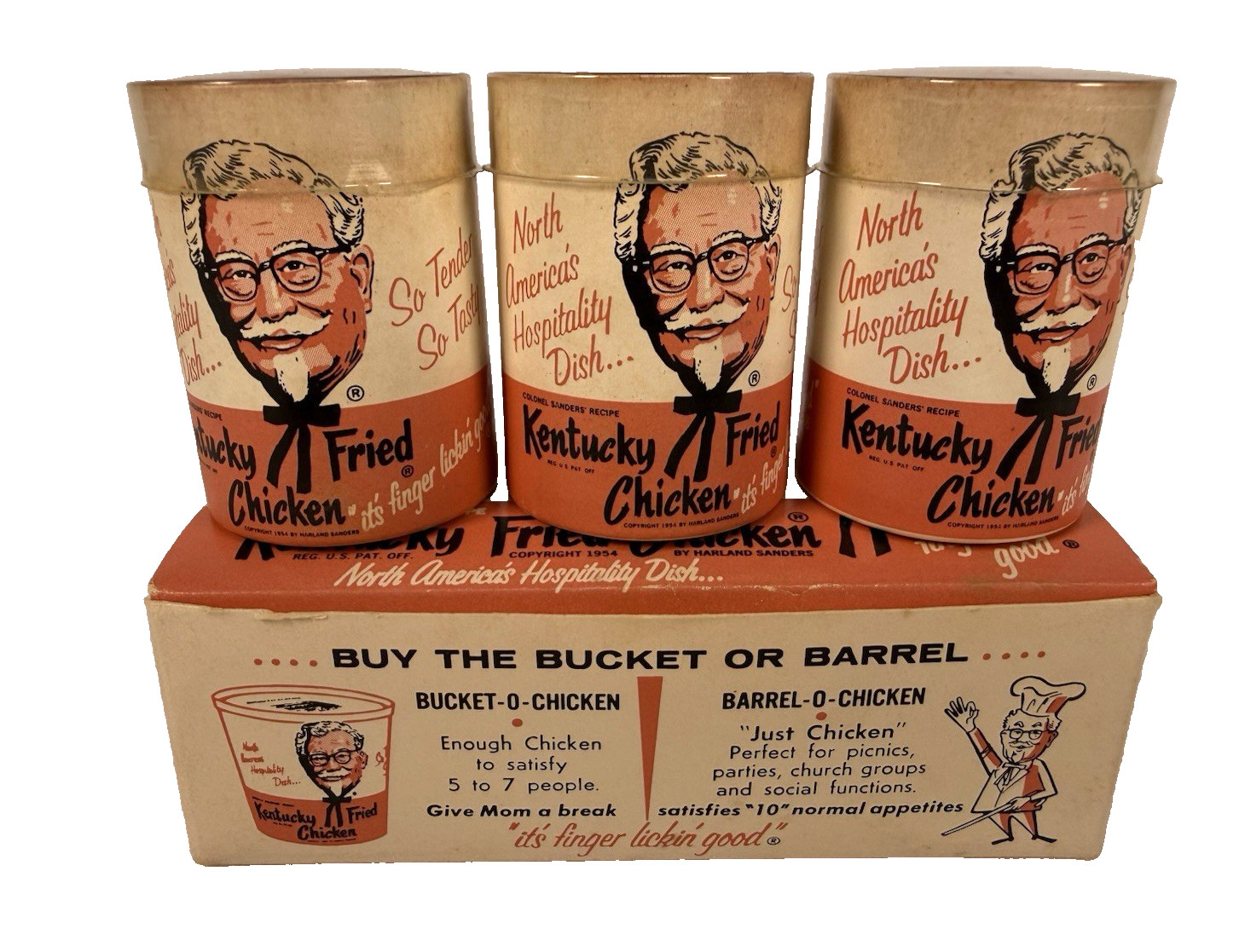 1954 KFC Bucket of Chicken Matches Box Set 3 Mini Buckets Unused Rare Vintage 1954 KFC Bucket of Chicken Matches Box Set 3 Mini Buckets Unused Rare Vintage