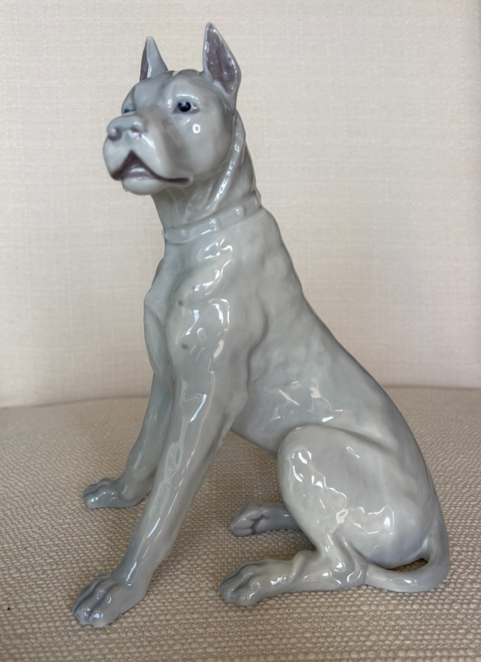 Antique Gebruder Heubach Great Dane Dog Porcelain Figurine Germany Large 8.5”