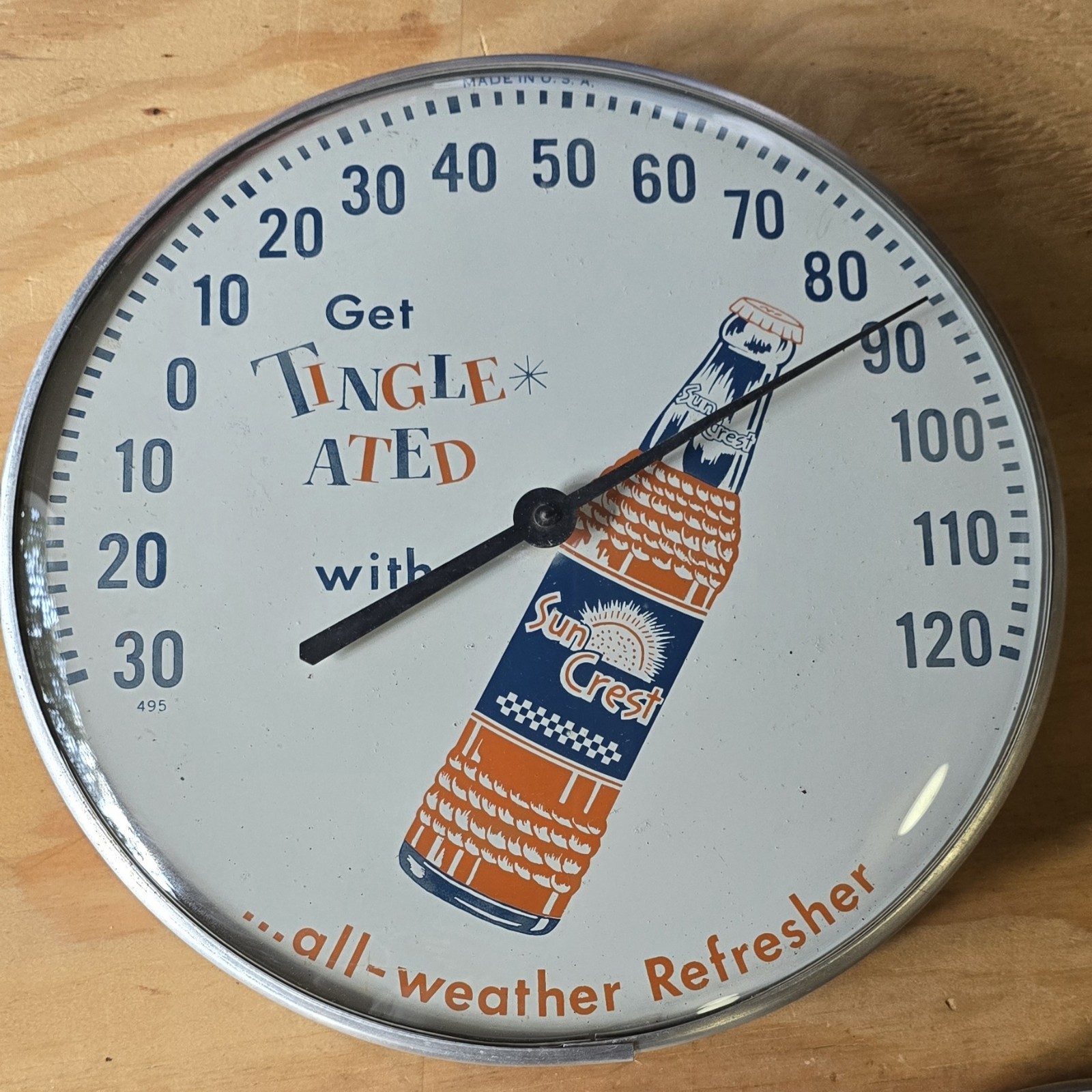 Vintage Sun Crest Orange Icy Cold Soda Pop Store Advertising Thermometer Sign Vintage Sun Crest Orange Icy Cold Soda Pop Store Advertising Thermometer Sign