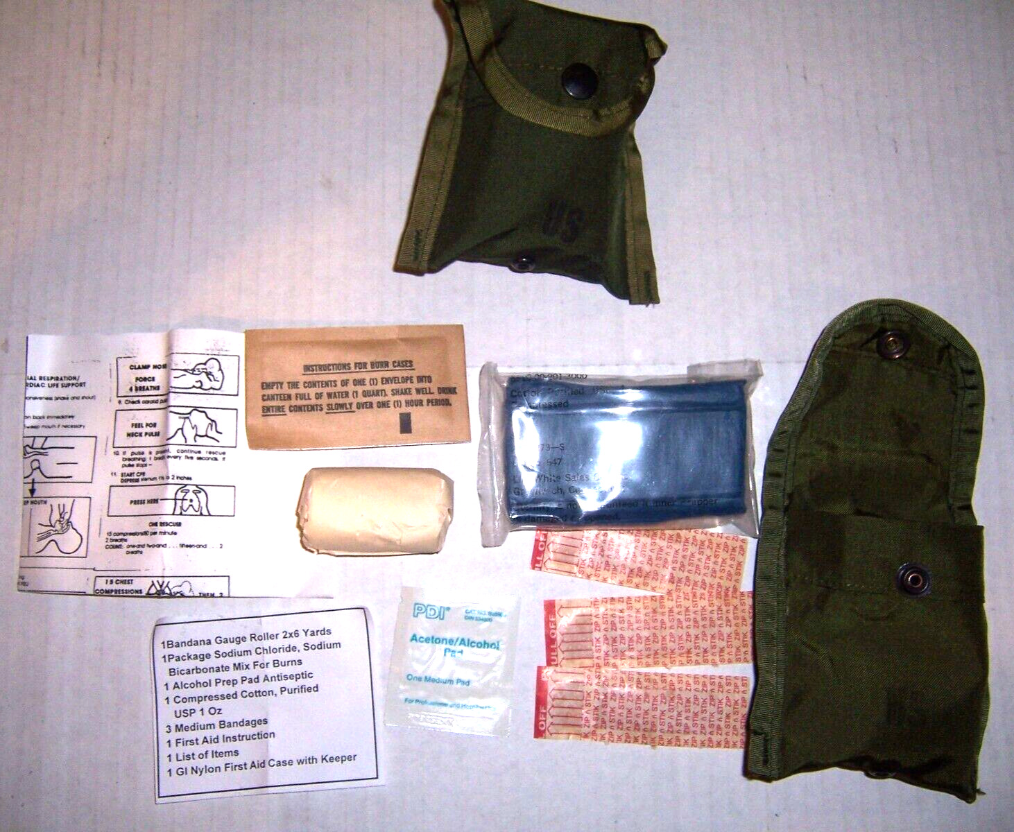 Two New complete Nylon First aid kit US military genuine GI surplus small