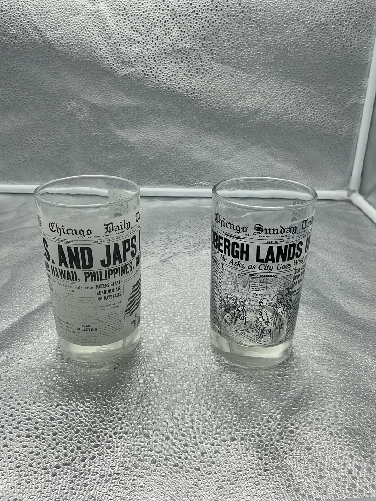 Chicago Daily Tribune Drinking Glasses - 5” High Set Of 2 Chicago Daily Tribune Drinking Glasses - 5” High Set Of 2