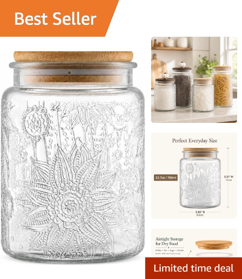 700ml Vintage Glass Jar with Bamboo Lid – Airtight Kitchen Storage Solution