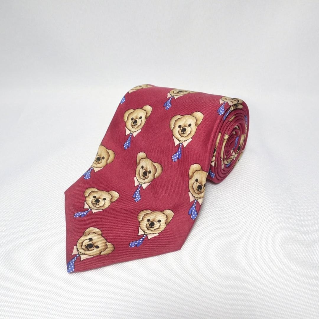 Polo Ralph Lauren Polo Bear Silk Tie Burgundy Allover Print Handmade Vintage Polo Ralph Lauren Polo Bear Silk Tie Burgundy Allover Print Handmade Vintage