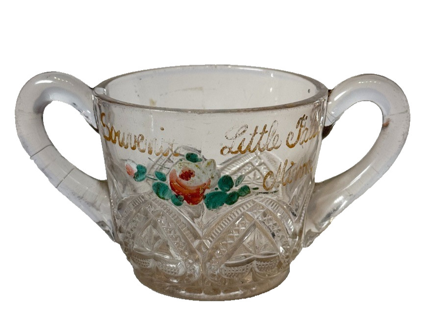 LITTLE FALLS MN MINNESOTA ANTIQUE Souvenir DEPRESSION Glass TRINKET CUP LITTLE FALLS MN MINNESOTA ANTIQUE Souvenir DEPRESSION Glass TRINKET CUP