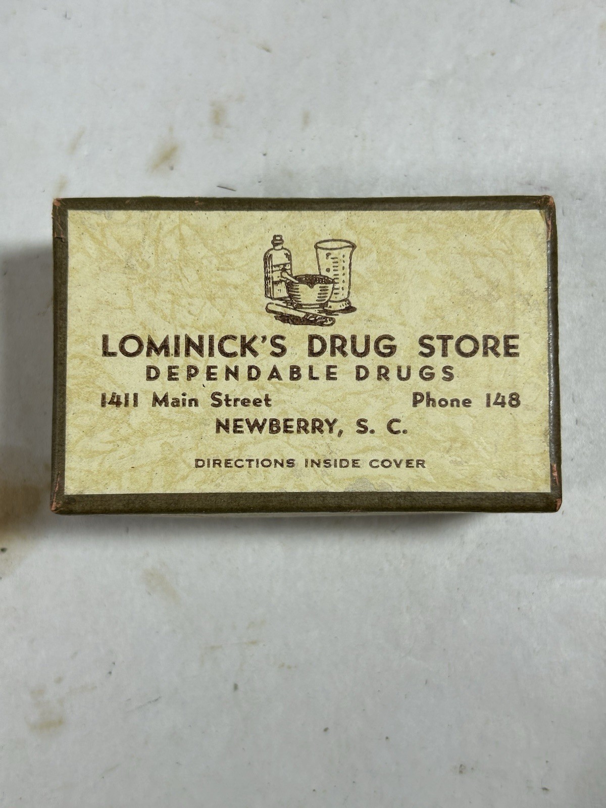 Vintage Lominick\'s Drug Store Newberry SC South Carolina Phone 148 Box Display