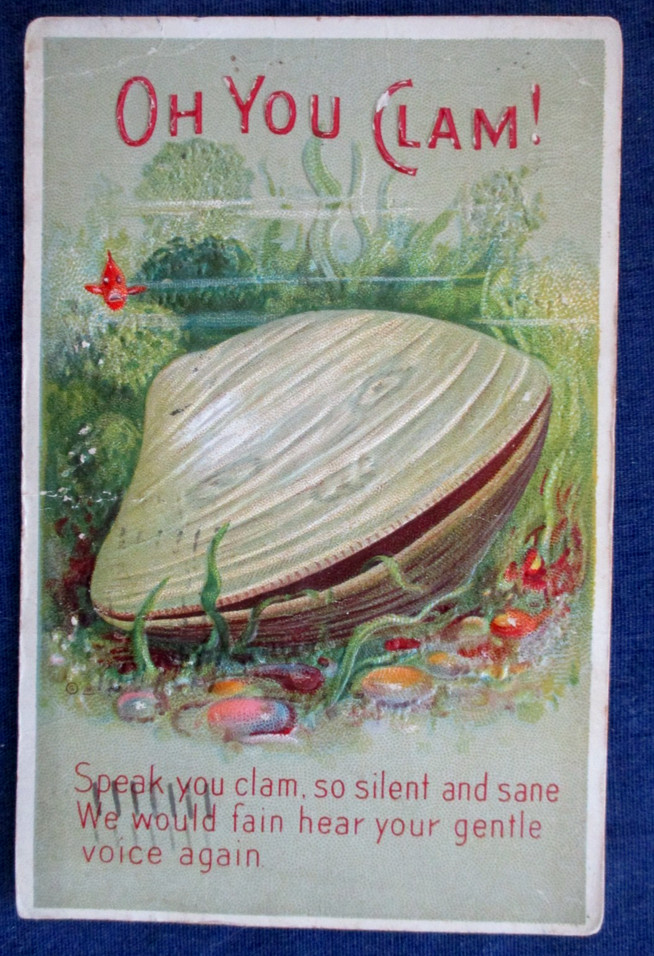Oh You Clam ~ Antique Embossed Ocean Postcard Marine Biology Seafood 1910~p3 Oh You Clam ~ Antique Embossed Ocean Postcard Marine Biology Seafood 1910~p3