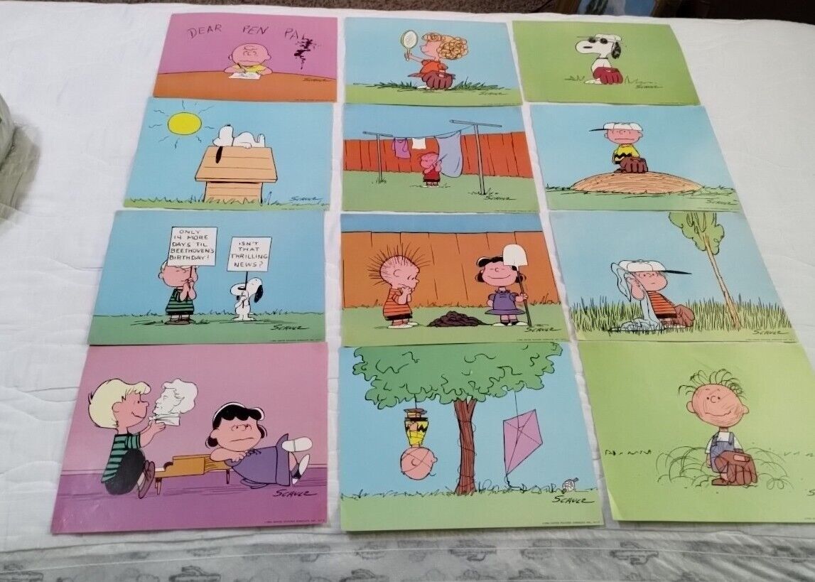 1964 PEANUTS 12 Prints by CHARLES SCHULZ & United Features Synd Rare Collection 