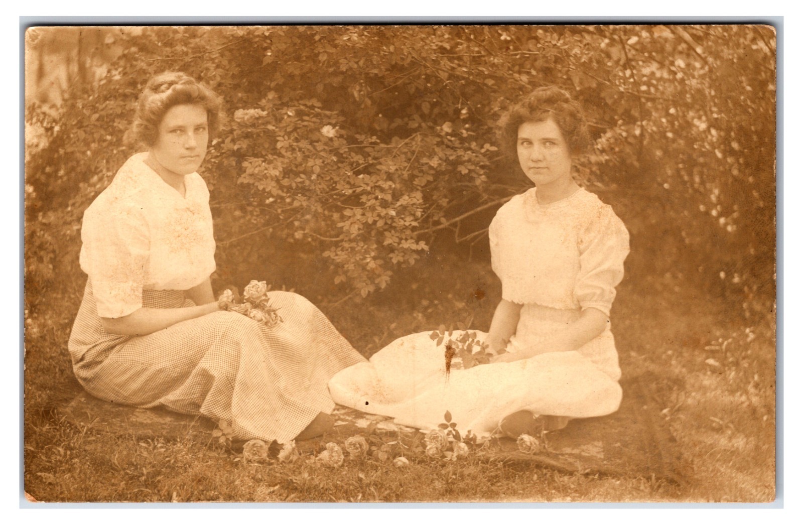 Early 1910s RPPC 2 Ladies With Flowers Postcard (UnPosted) Real Photo Postcard Early 1910s RPPC 2 Ladies With Flowers Postcard (UnPosted) Real Photo Postcard