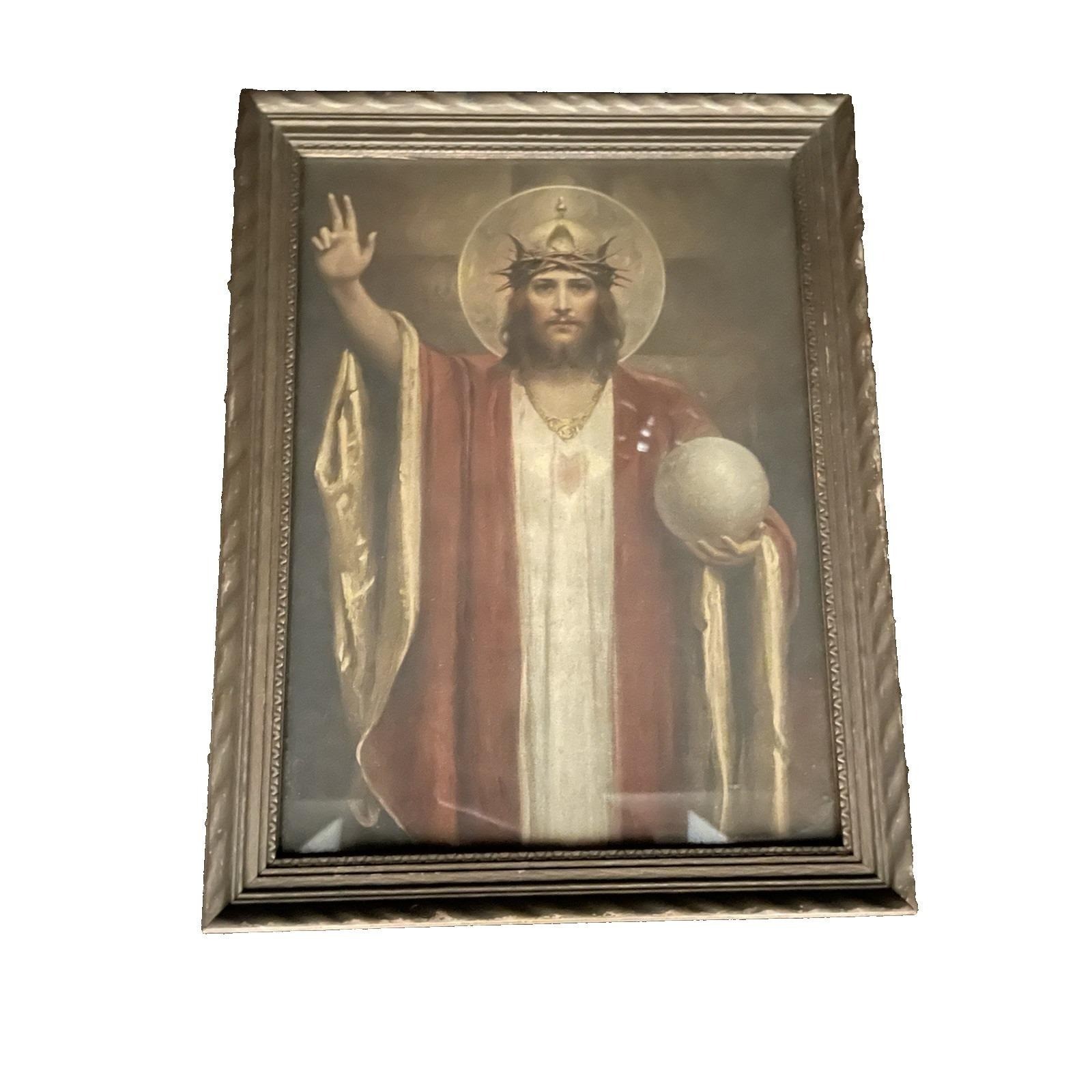 Vtg Christ the King Charles Bosseron Chambers Original Print & Frame 10x13 Vtg Christ the King Charles Bosseron Chambers Original Print & Frame 10x13