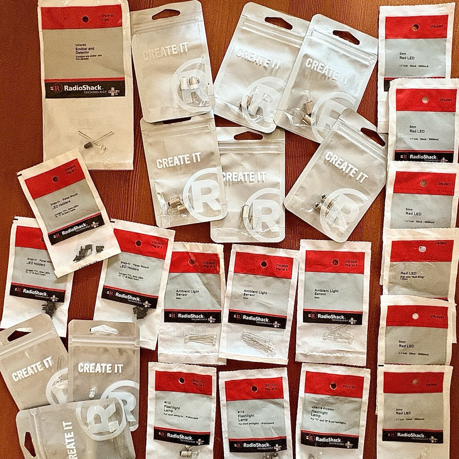 NOS Vintage RadioShack Electronics HUGE LOT 25 Packs LEDs Sensors Lamps Bulbs +