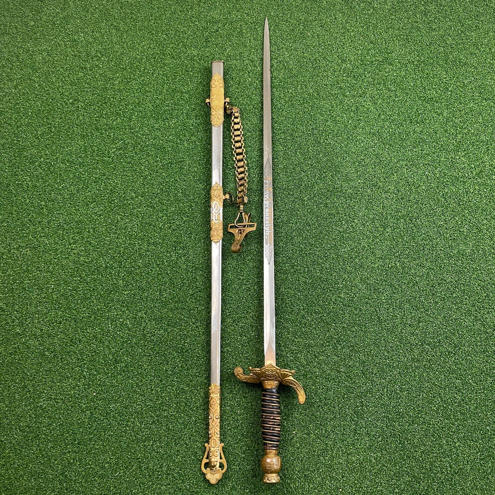Vintage R.W. Randolph Ceremonial Dress Sword w/ Scabbard & Chain 34 Vintage R.W. Randolph Ceremonial Dress Sword w/ Scabbard & Chain 34
