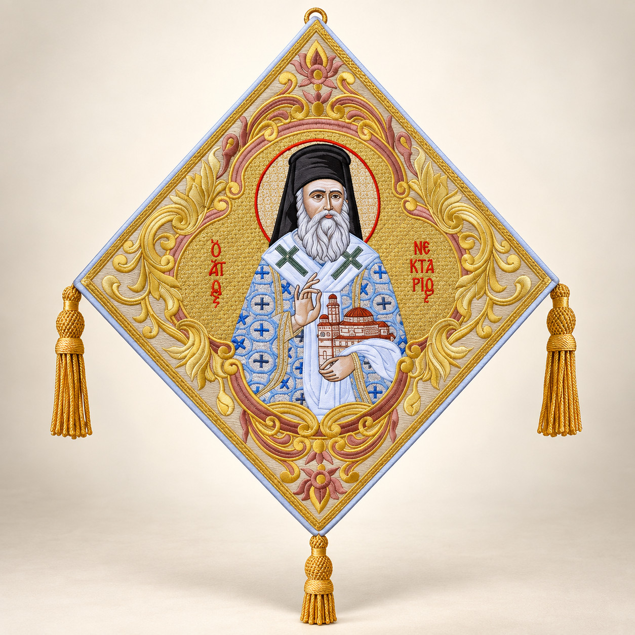Saint Nektarios Orthodox Epigonation Palitsa Priest Vestment Byzantine Embroider