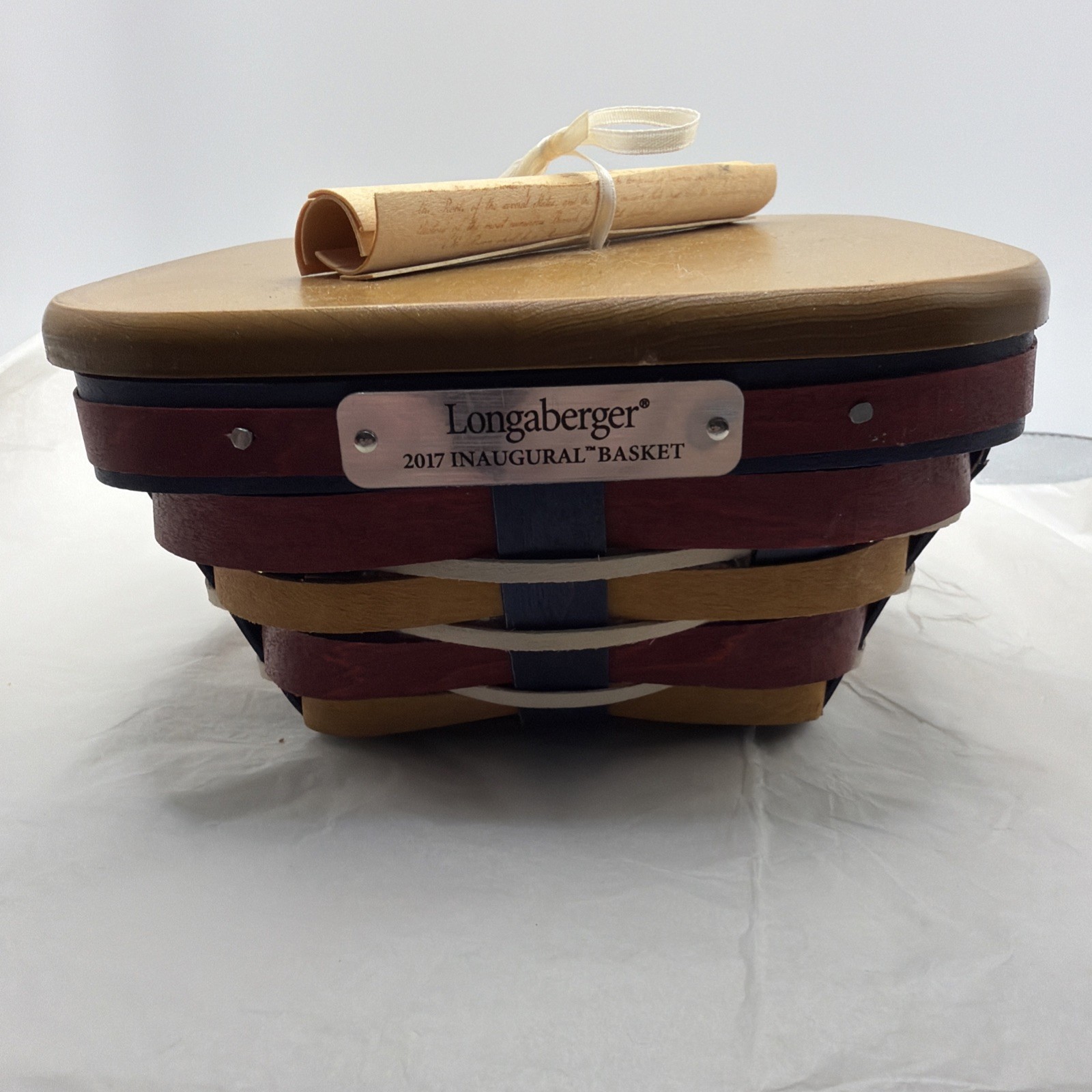 Longaberger 2017 Inaugural Americana ‘We The People’ Basket w/ Lid Protector Longaberger 2017 Inaugural Americana ‘We The People’ Basket w/ Lid Protector
