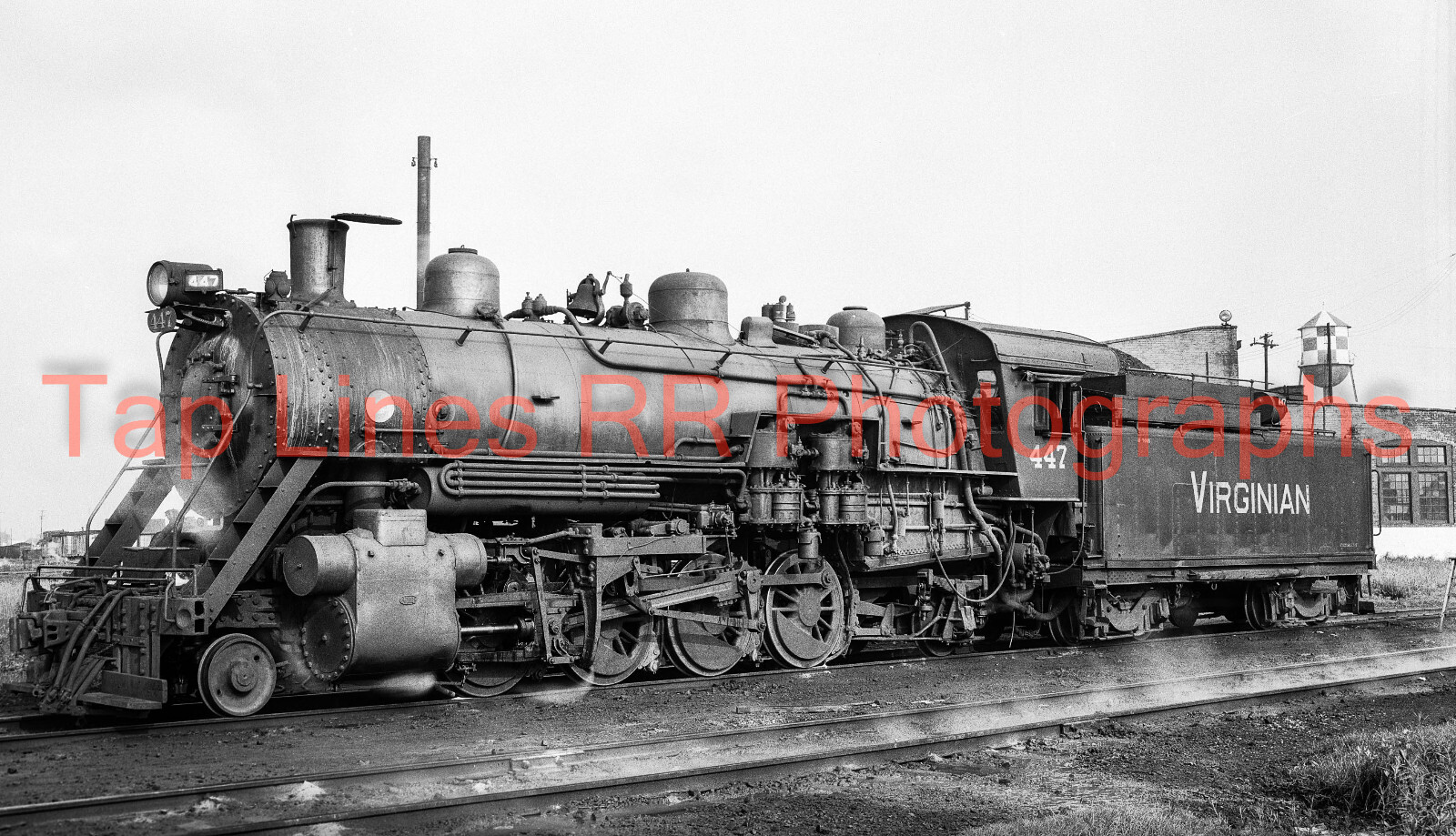Virginian Ry  #447 2-8-2 Norfolk VA 5-1954 by Bruce Black New 5x8 Photo