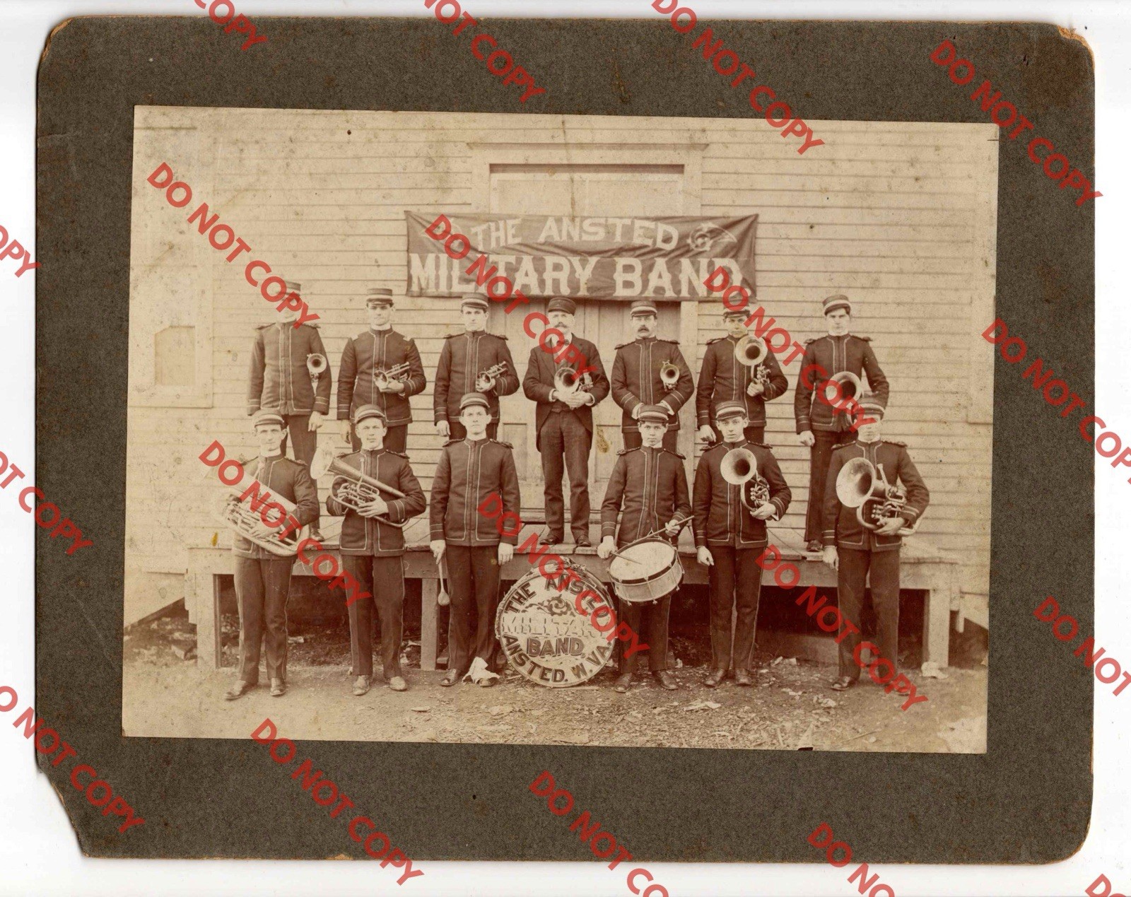 Antique c. 1900 Ansted Military Band Instruments Fayette West Virginia WV Photo