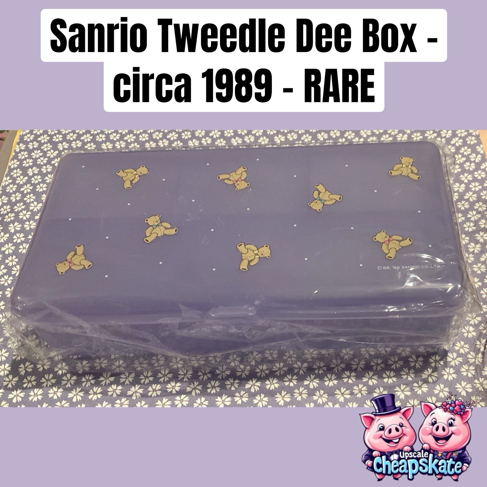 Sanrio Tweedle Dee Dee Purple Rectangle Storage Box Vintage 1989 Sanrio Tweedle Dee Dee Purple Rectangle Storage Box Vintage 1989