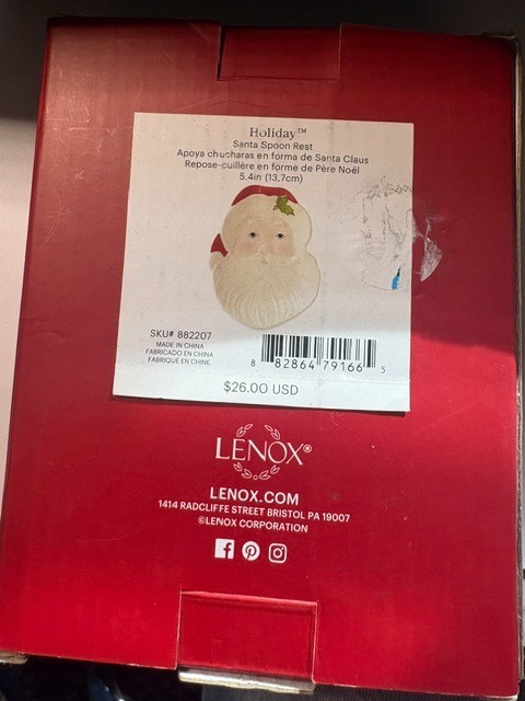 New Lenox Hosting the Holidays Santa Claus Spoon Rest Christmas