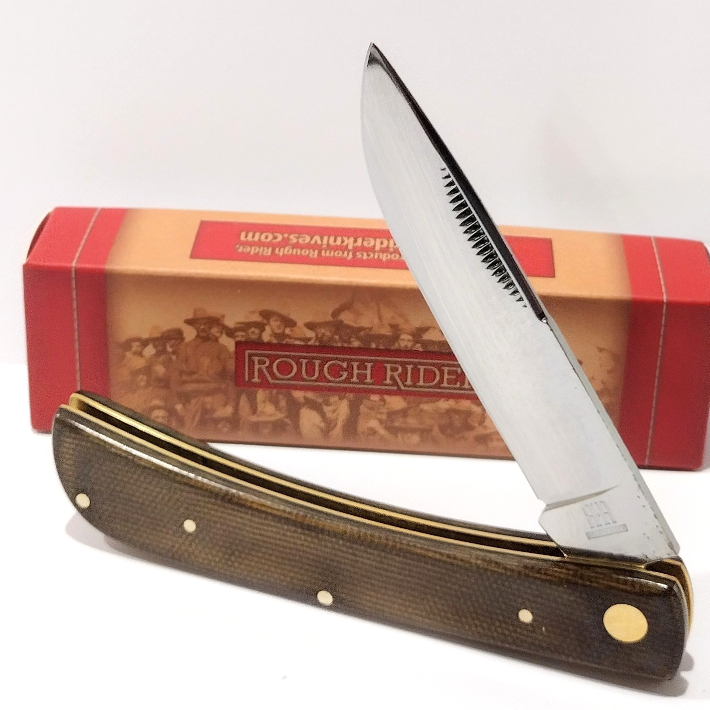 Rough Rider Brown Burlap Slipjoint Drop Point Folding Pocket Work Knife RR2779