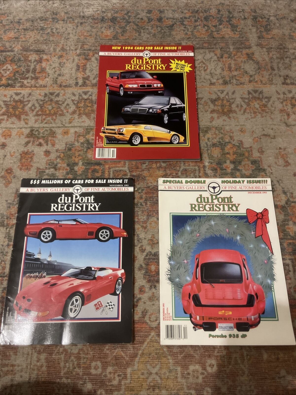 The DUPONT REGISTRY Exotic Luxury, and Sports Cars Lot Of 3 Magazines 1993