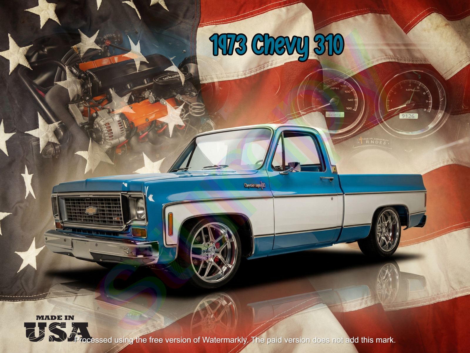 1973 Chevy 310 collage  Metal Sign 9\