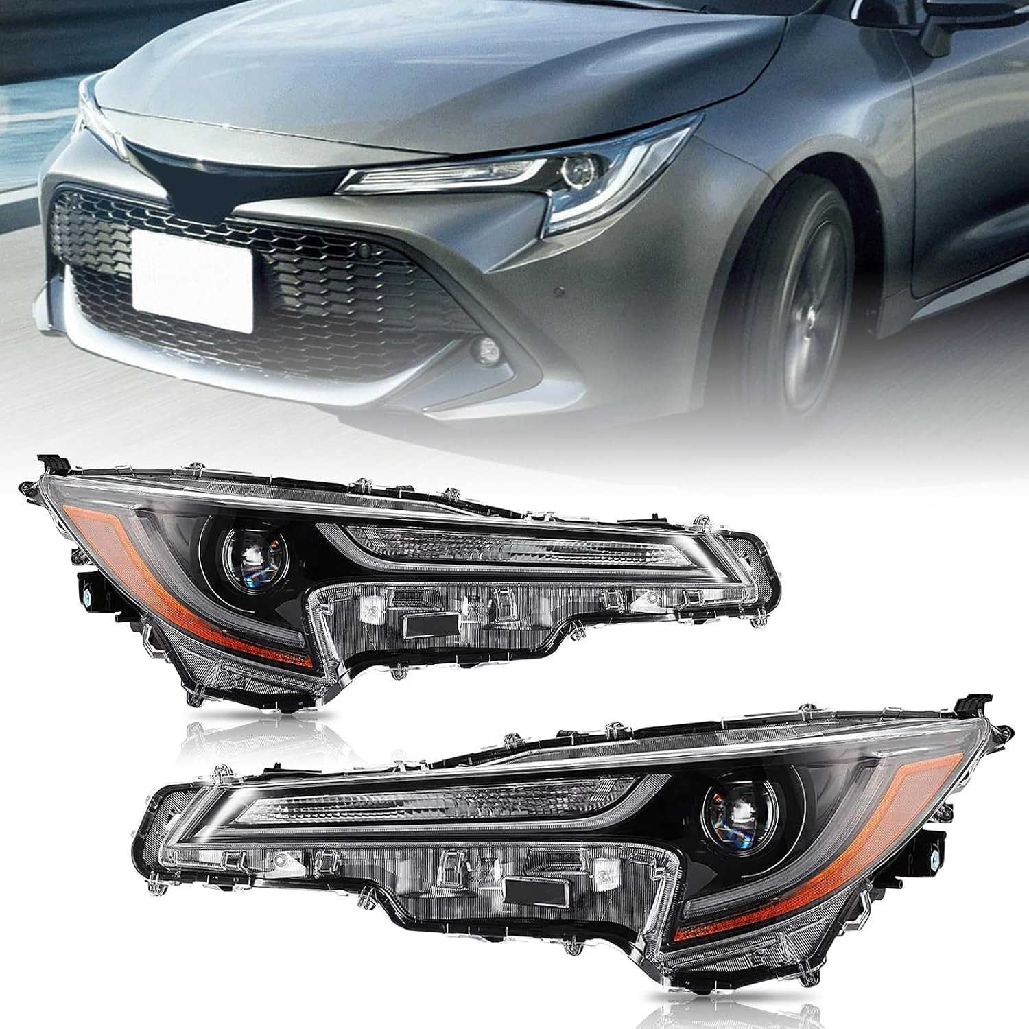 Headlights with LED DRL Compatible with 2020 2021 2022 Toyota Corolla L LE Passe