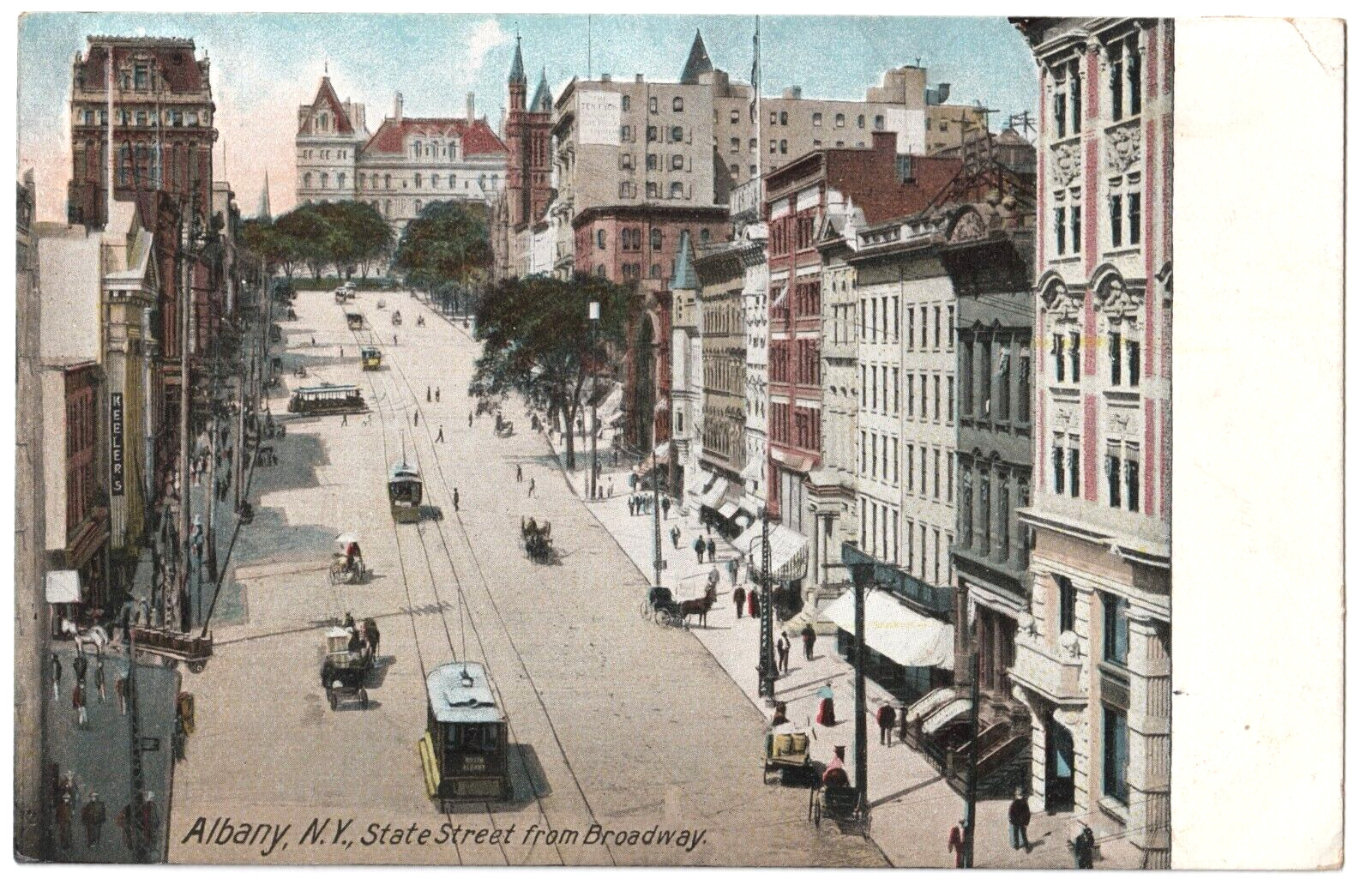 Albany, New York NY-State Street from Broadway street view-antique German
