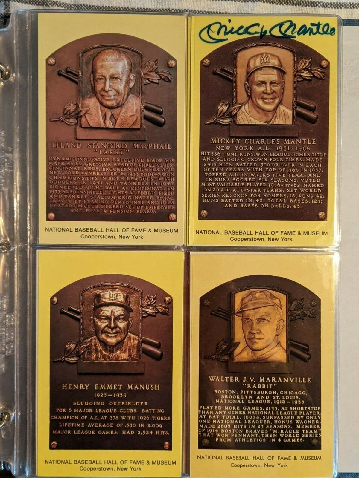 MLB Autographed Hall of Fame Cards Mantle/DiMaggio and 30 Other HOF Autographs