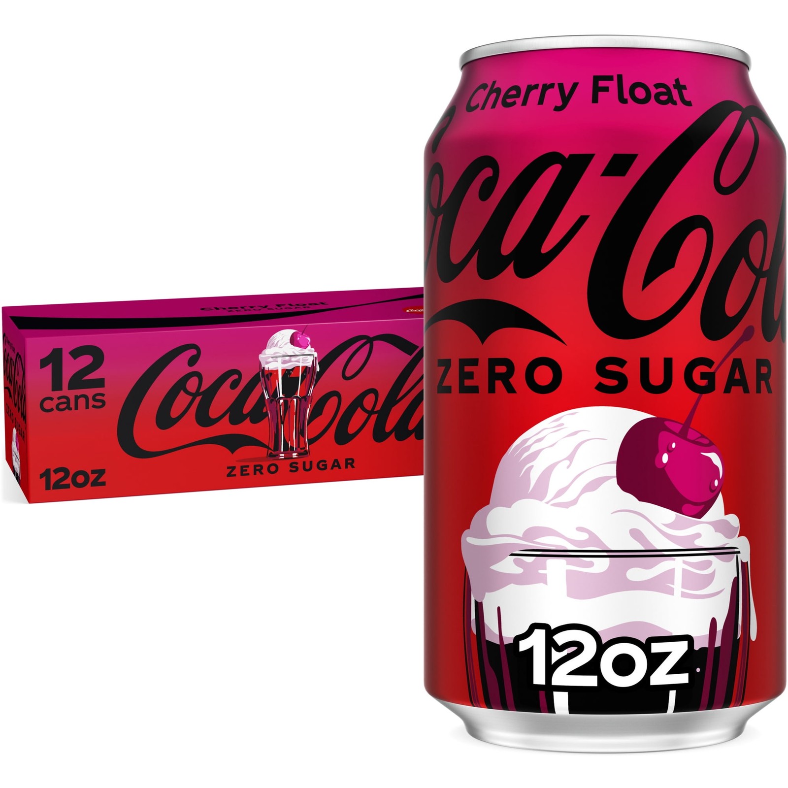 Coca-Cola Zero Sugar Cherry Float 12oz Cans 12 Pack Fridge Pack Coca-Cola Zero Sugar Cherry Float 12oz Cans 12 Pack Fridge Pack