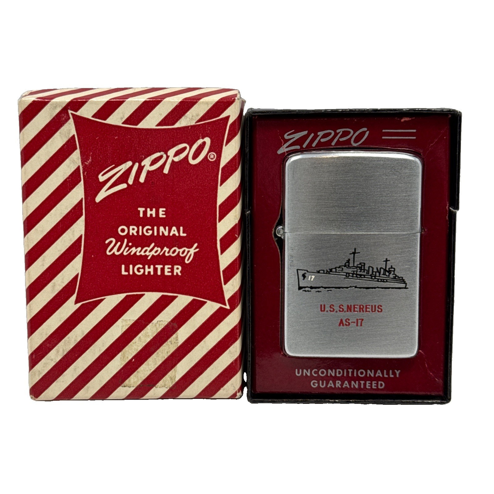 Zippo 1940'S 50'S Pat 2032695 USS Nereus AS-17 Vintage Zippo Lighter VG Zippo 1940'S 50'S Pat 2032695 USS Nereus AS-17 Vintage Zippo Lighter VG