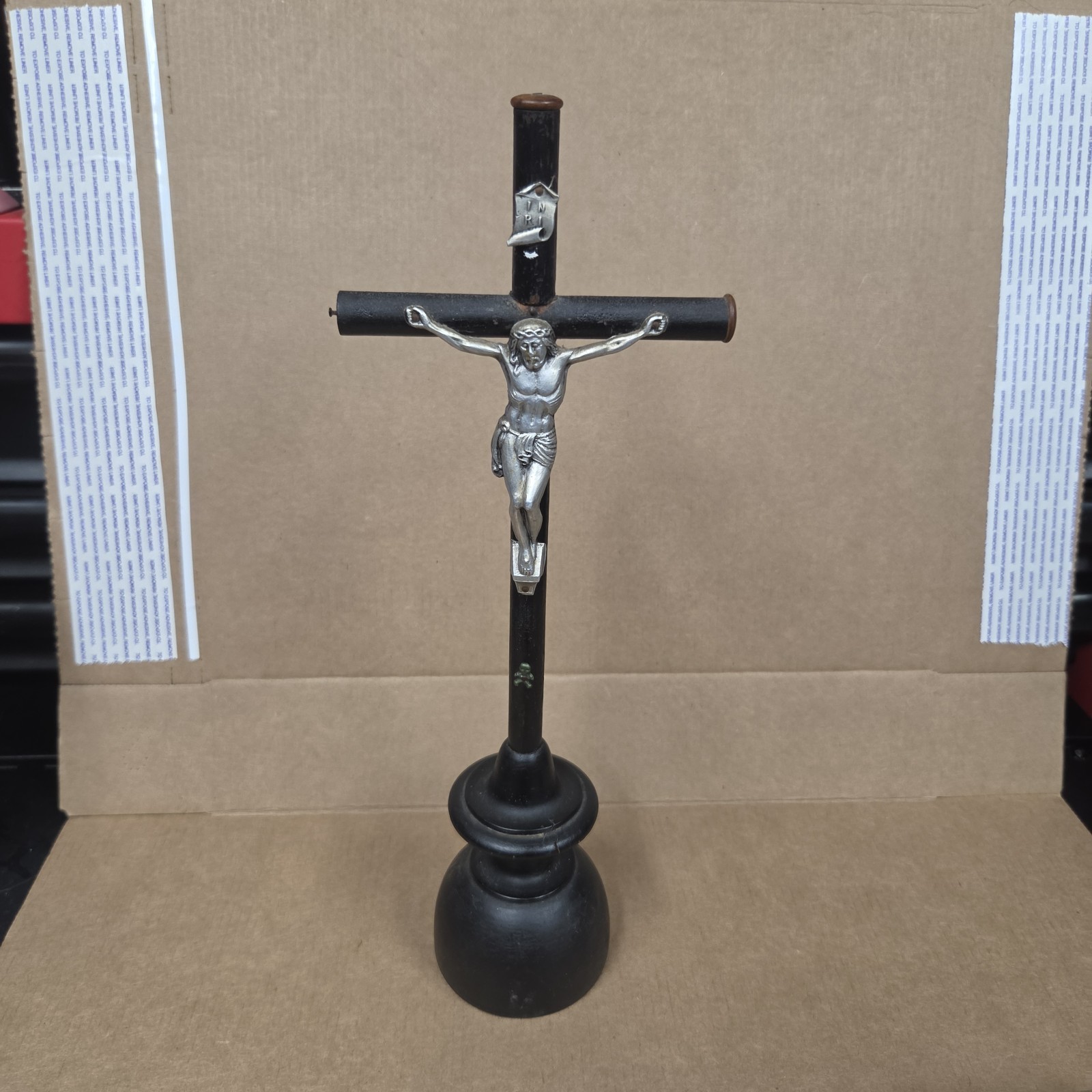??? 19TH Antique French Blacked Wood Christ Crucifix Religious 12 ??? 19TH Antique French Blacked Wood Christ Crucifix Religious 12