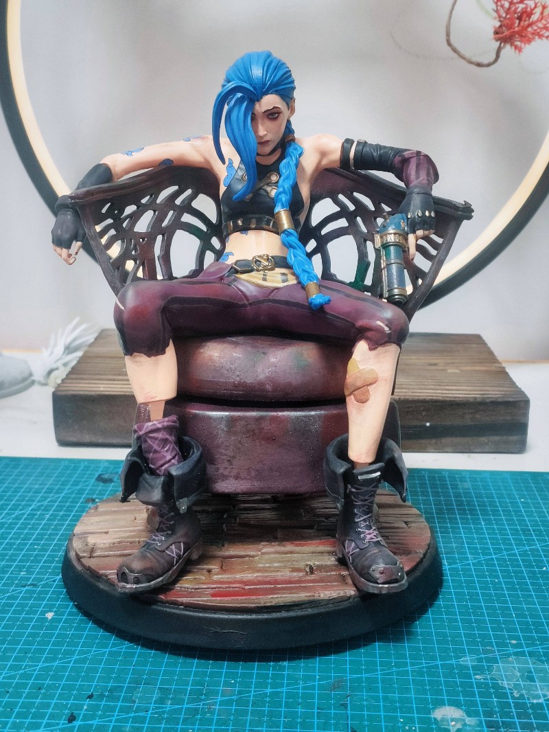 LOL Jinx Arcane Sitting Pose Figure 15cm League of Legends Collectible Figurine