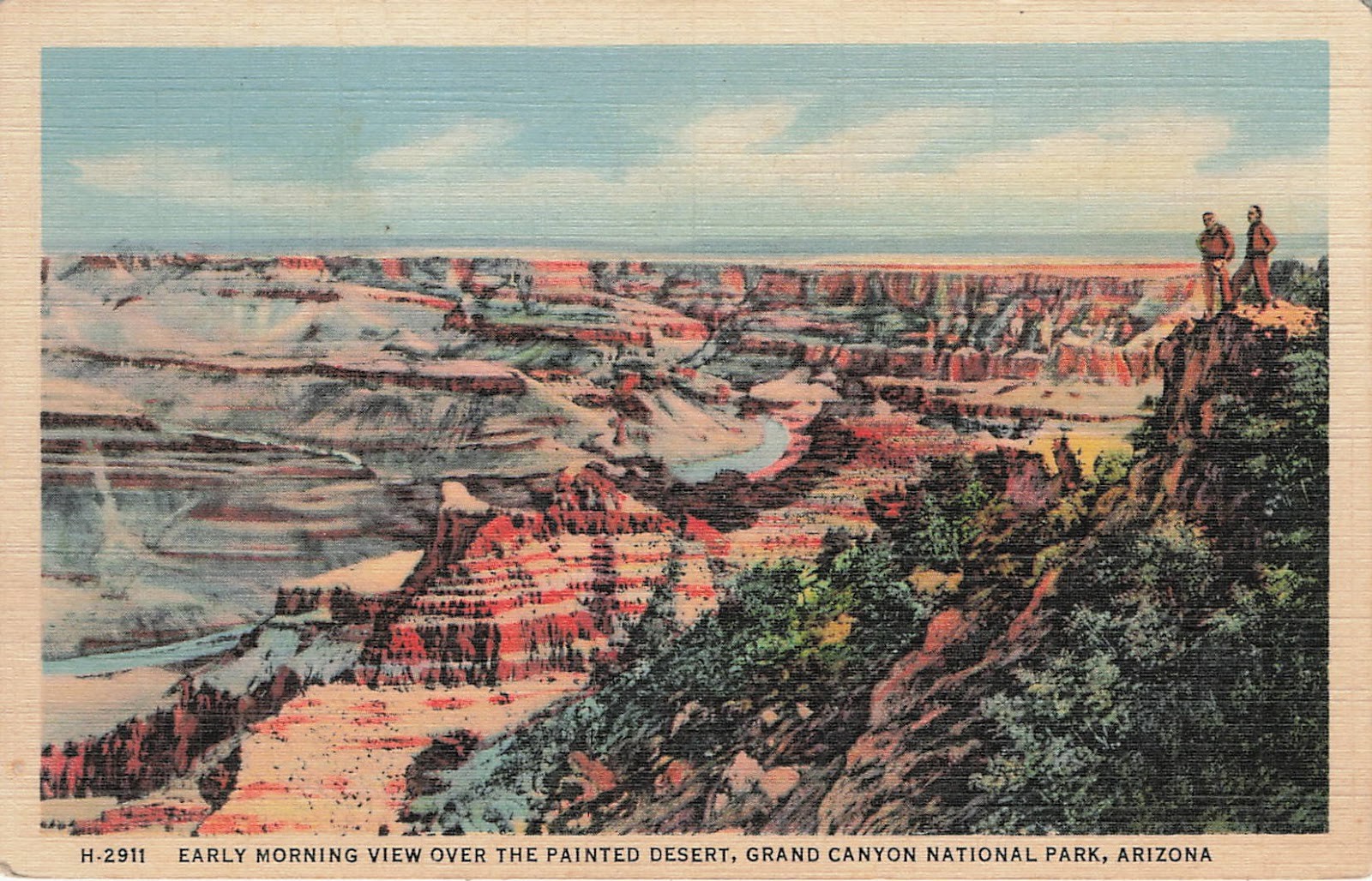 Postcard AZ: Painted Desert Morning, Grand Canyon NP, Linen Postcard AZ: Painted Desert Morning, Grand Canyon NP, Linen