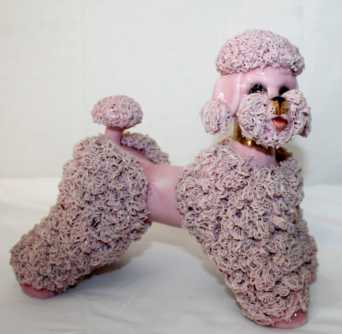 Lrg. Vintage 1950s Pink Spaghetti Poodle Figurine MCM Kreiss? Ceramic RARE Lrg. Vintage 1950s Pink Spaghetti Poodle Figurine MCM Kreiss? Ceramic RARE
