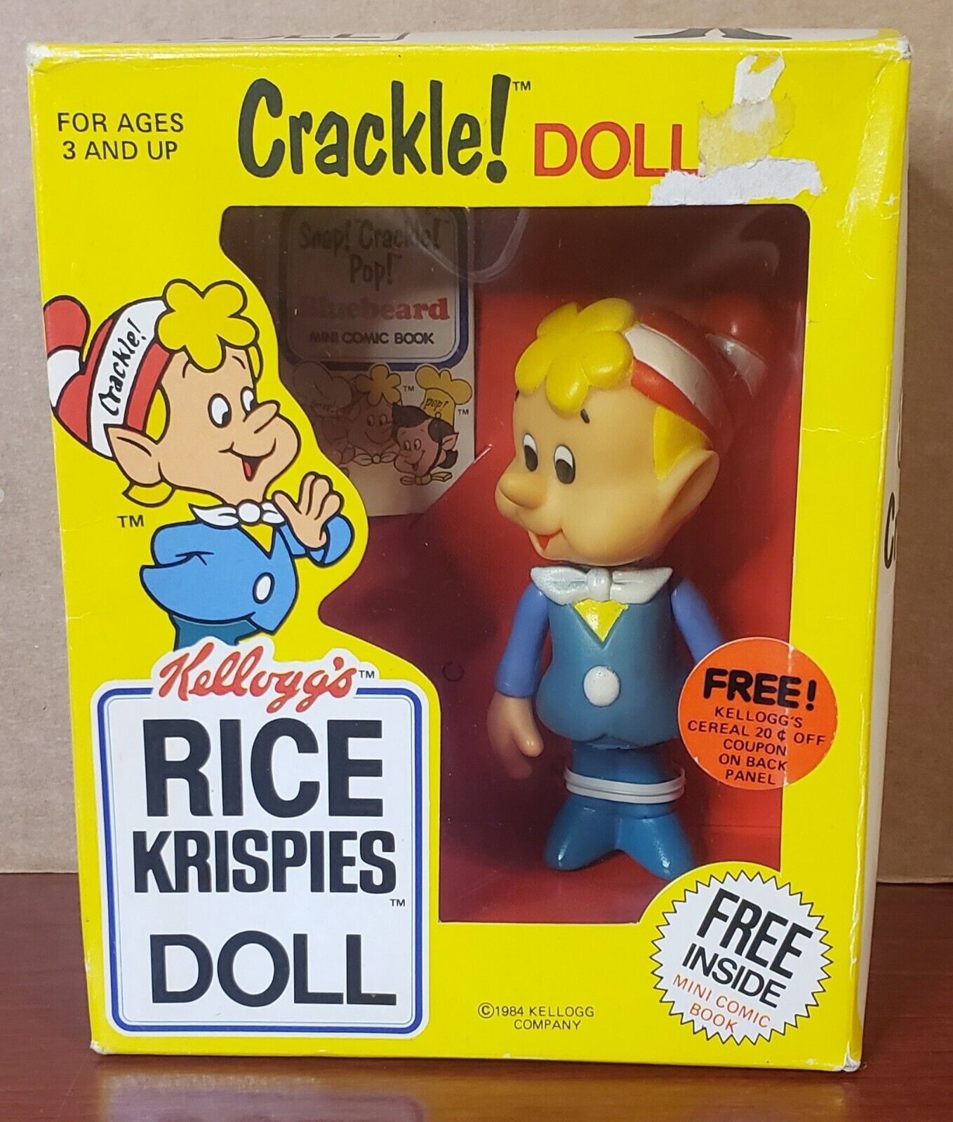Kellogg\'s Rice Krispies Doll Cereal Advertising Figure 1984 CRACKLE NEW OPEN BOX