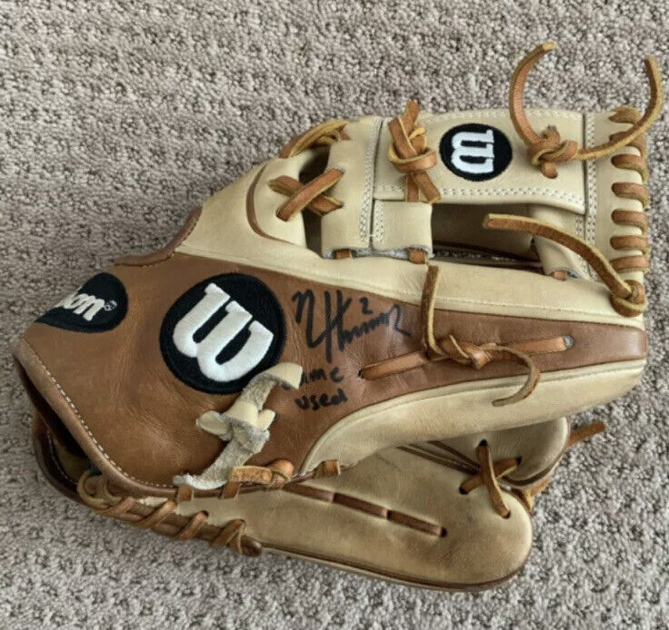 Nico Hoerner GAME USED Chicago Cubs FIELDING GLOVE autograph SIGNED Mitt COA