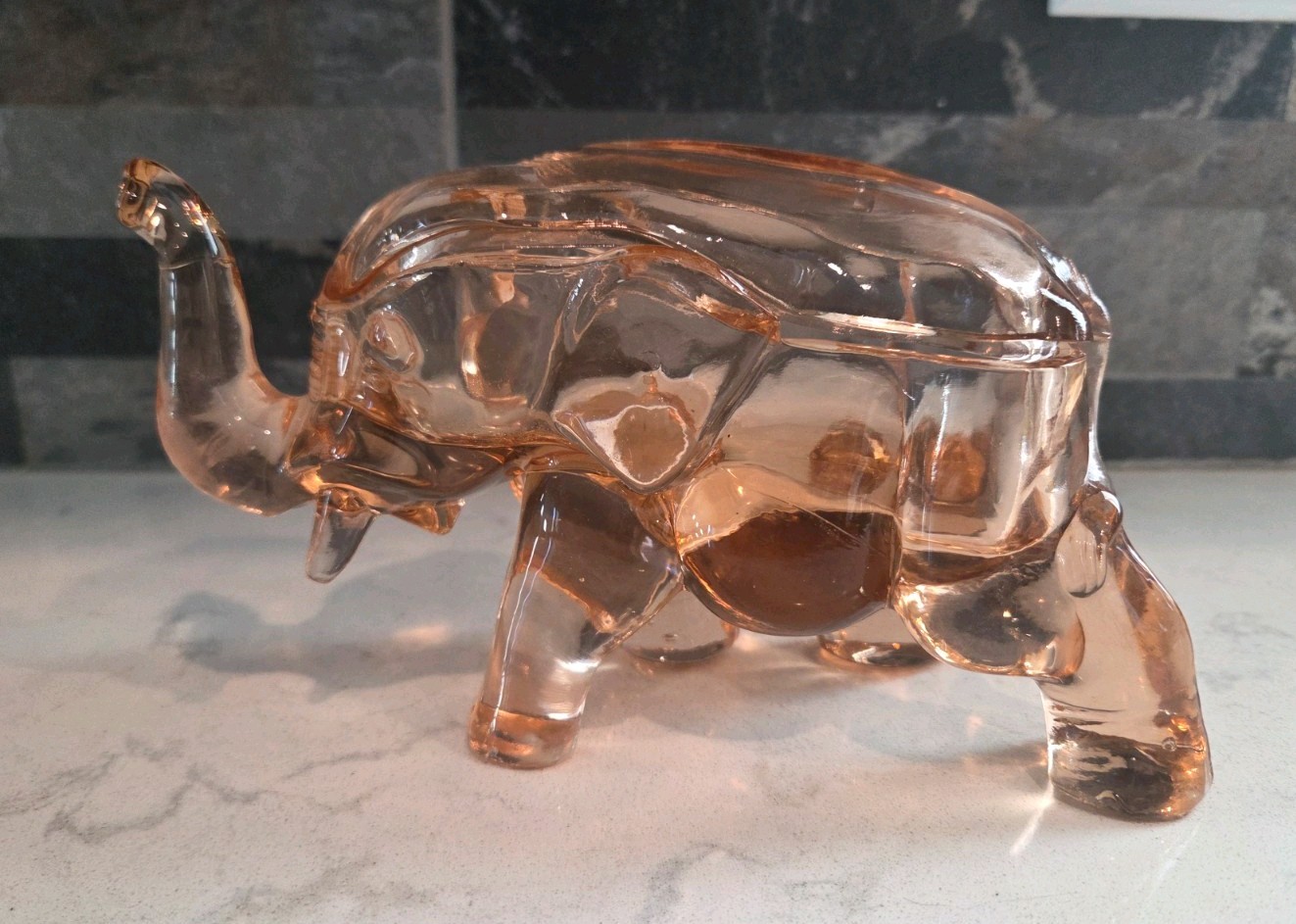 Antique Pink Depression Glass Elephant Candy Dish Antique Pink Depression Glass Elephant Candy Dish