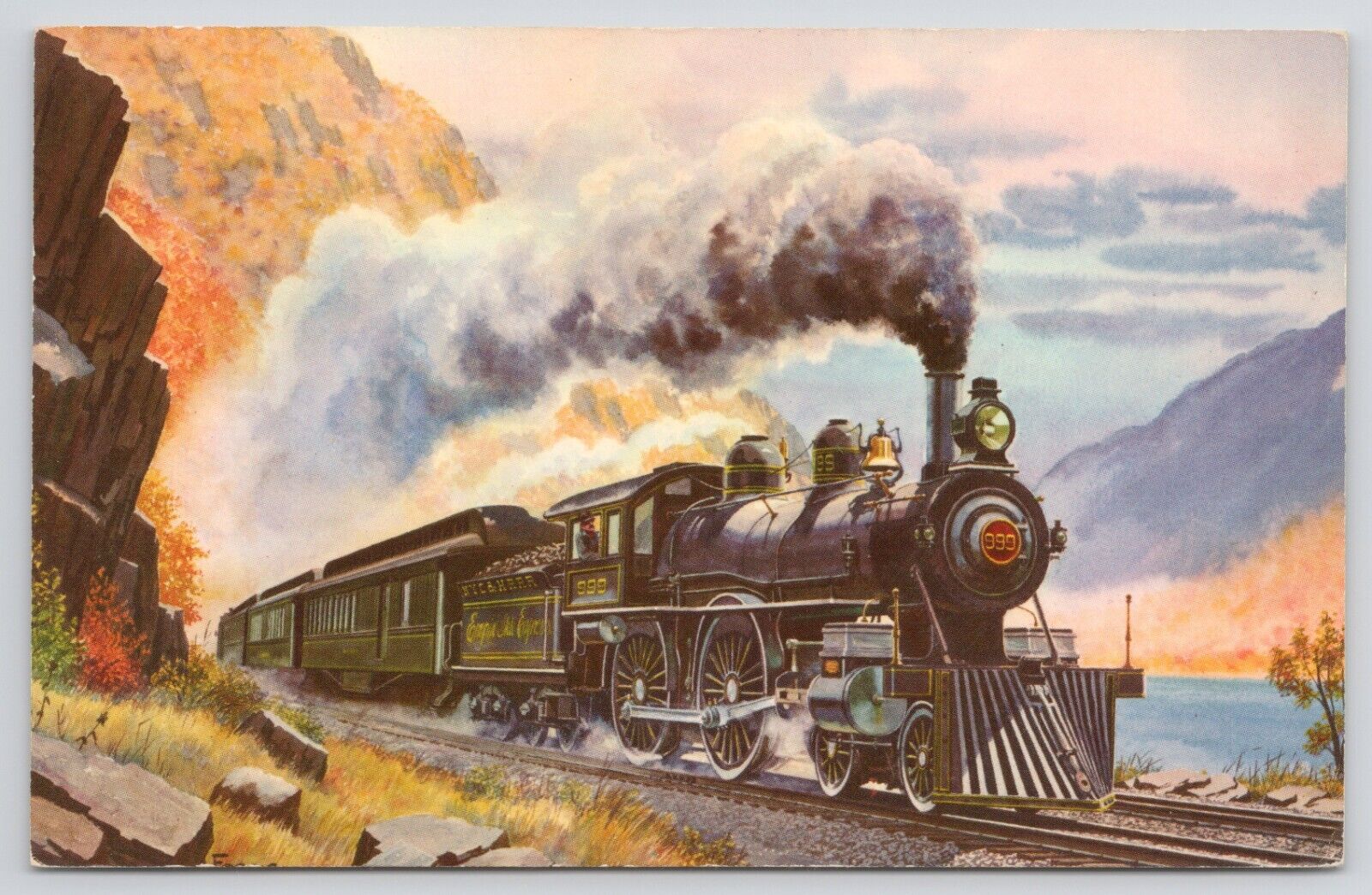 Hudson River NY Pittsburgh Lake Erie Rail Company Steam Train Chrome Postcard