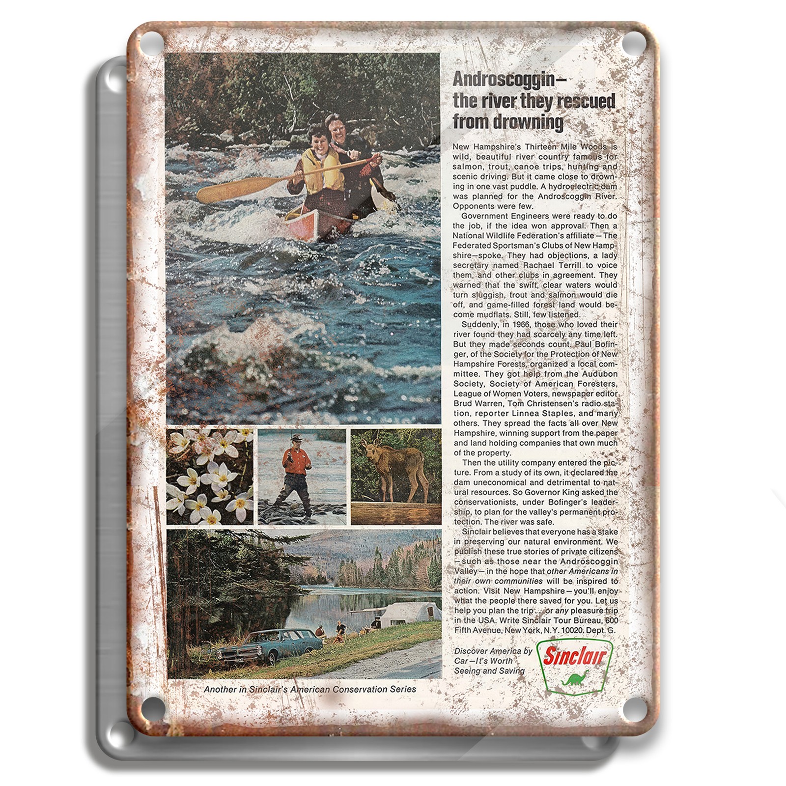 METAL SIGN - SINCLAIR 1968 ANDROSCOGGIN - VINTAGE AD RETRO WALL DÉCOR METAL SIGN - SINCLAIR 1968 ANDROSCOGGIN - VINTAGE AD RETRO WALL DÉCOR