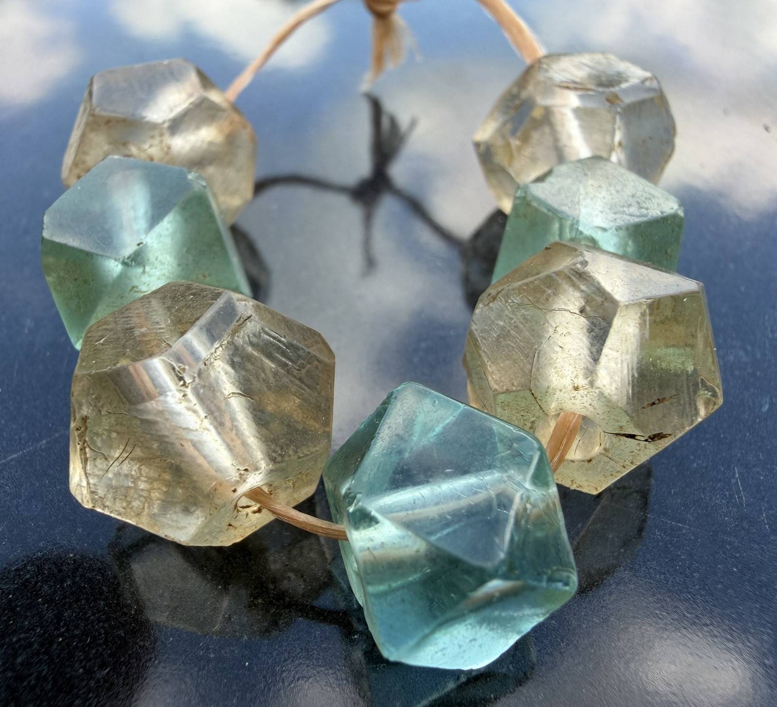 Bohemian Glass Cornerless Cube and Faceted European Beads from the African Trade Bohemian Glass Cornerless Cube and Faceted European Beads from the African Trade