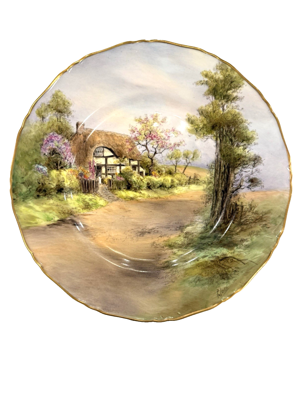 Pristine 1952 Royal Worcester Peter Love Signed Cabinet Plate Harvington 10.5 Pristine 1952 Royal Worcester Peter Love Signed Cabinet Plate Harvington 10.5