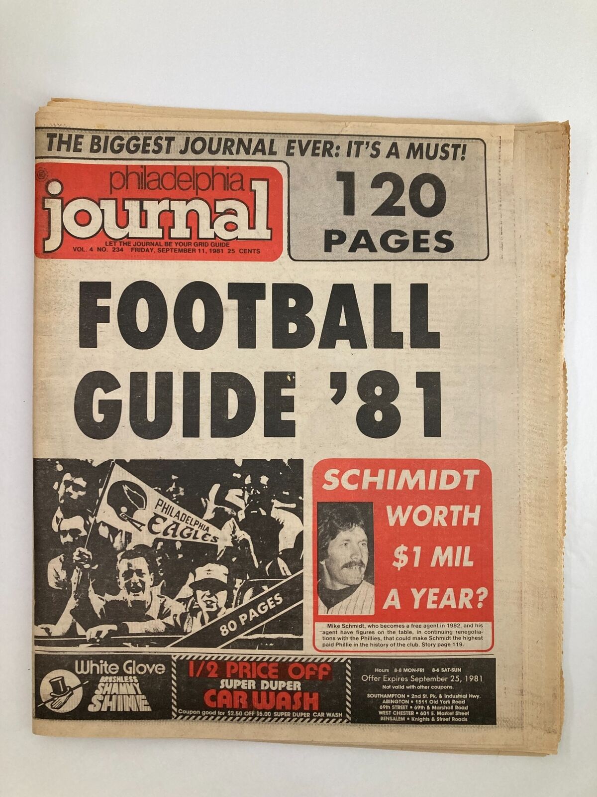 Philadelphia Journal Tabloid September 11 1981 Vol 4 #234 MLB Mike Schmidt