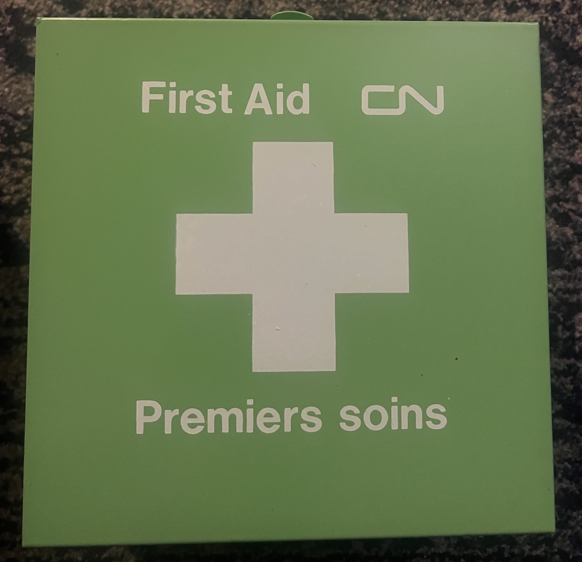 Vintage ‘99 CN RR Metal First Aid Box W/Complete Original Sealed Supplies NOS Vintage ‘99 CN RR Metal First Aid Box W/Complete Original Sealed Supplies NOS