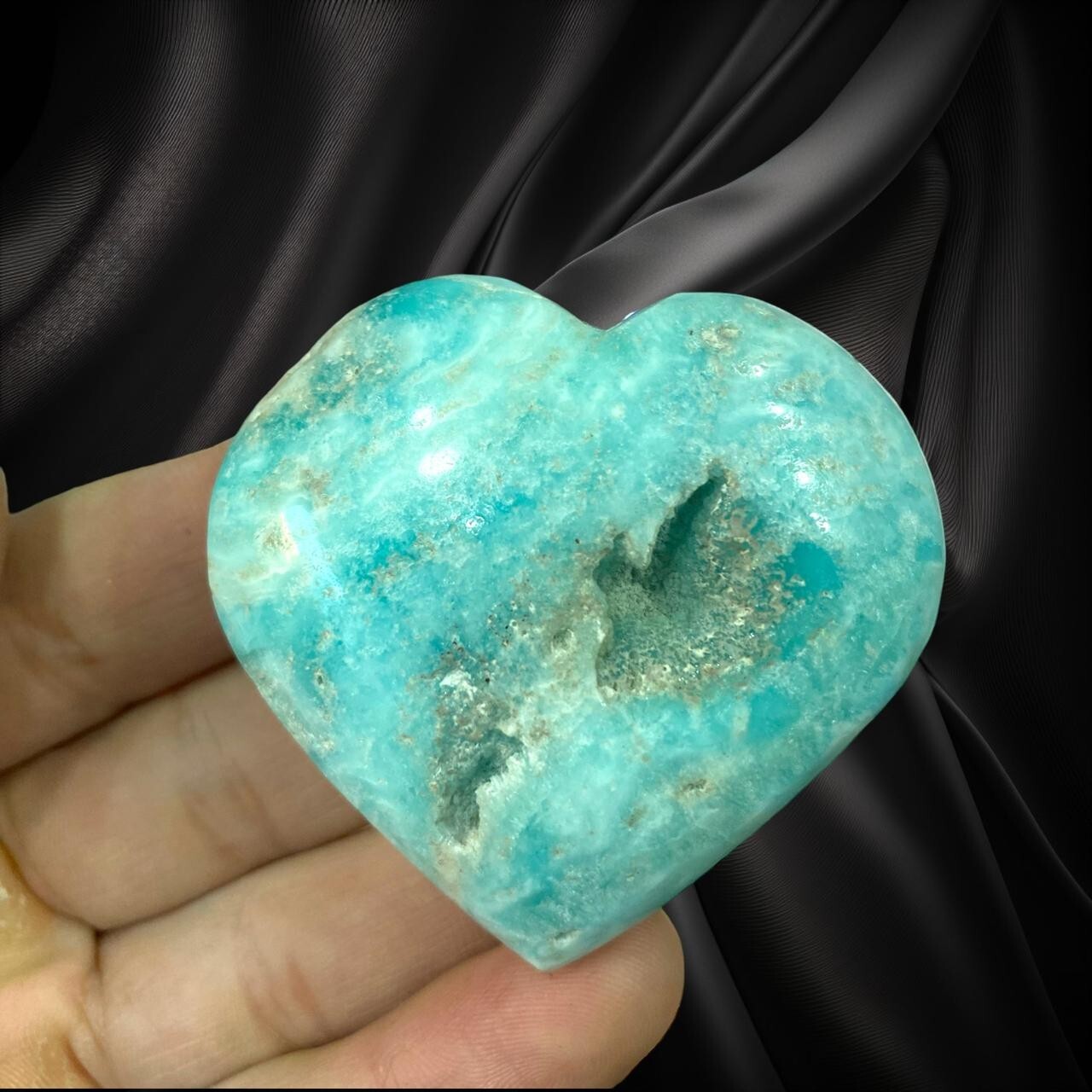 Blue aragonite heart healing crystal natural handmade Blue aragonite heart healing crystal natural handmade