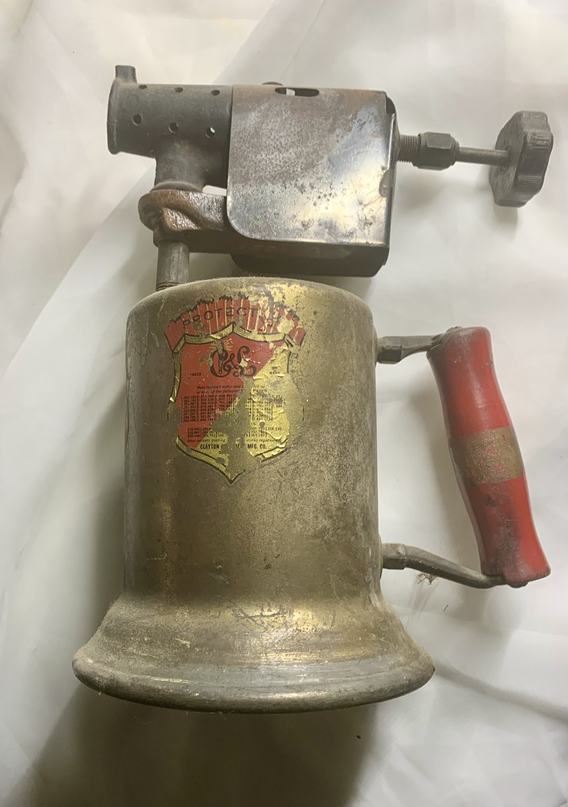 authentic vintage Clayton & Lambert (C&L) brass gasoline blow torch. 1920s-30s authentic vintage Clayton & Lambert (C&L) brass gasoline blow torch. 1920s-30s
