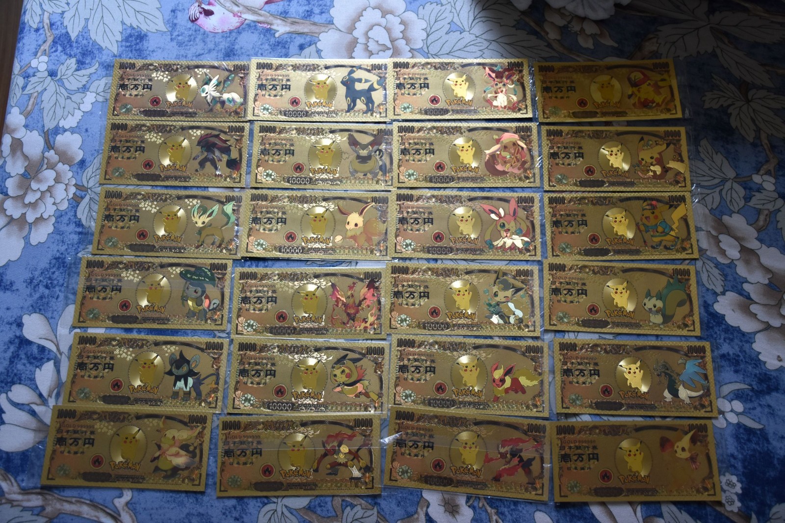 24k Gold Foil Plated Pokemon Banknote Pikachu Complete 24 PCS Collectible Card 24k Gold Foil Plated Pokemon Banknote Pikachu Complete 24 PCS Collectible Card