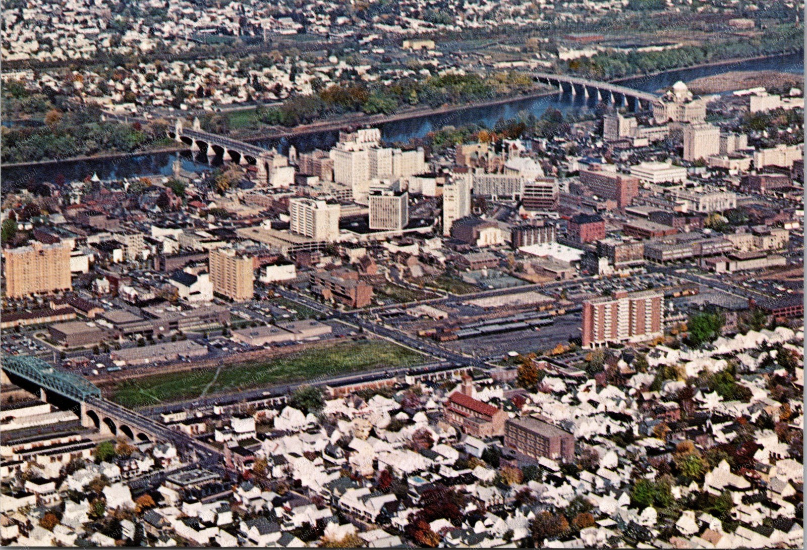 Wilkes-Barre Pennsylvania City Aerial View Continental Postcard C238