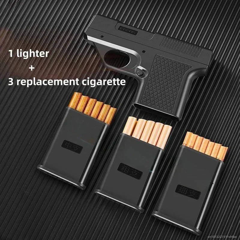 New Lighter Cigarette Case Jet Flame Pistol Gun Gas Cigar Butane Turbo Windproof New Lighter Cigarette Case Jet Flame Pistol Gun Gas Cigar Butane Turbo Windproof