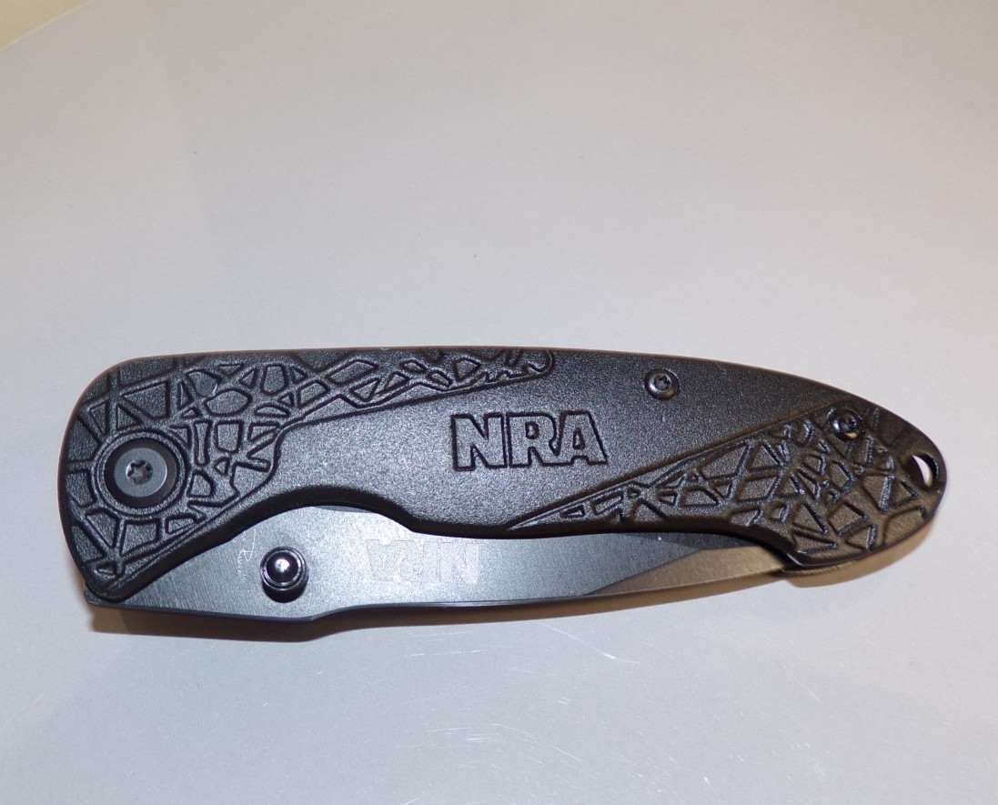 NRA Folding knife, Stone River LTD, Black Stainless Steel, blade 3
