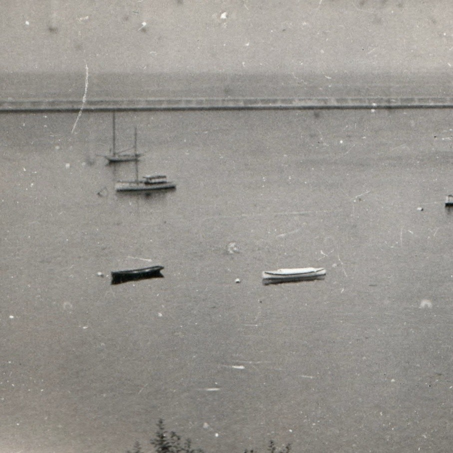 c1930s Oswego, NY Lake Ontario Boats Harbor Snapshot Photo Breakwater Maritime