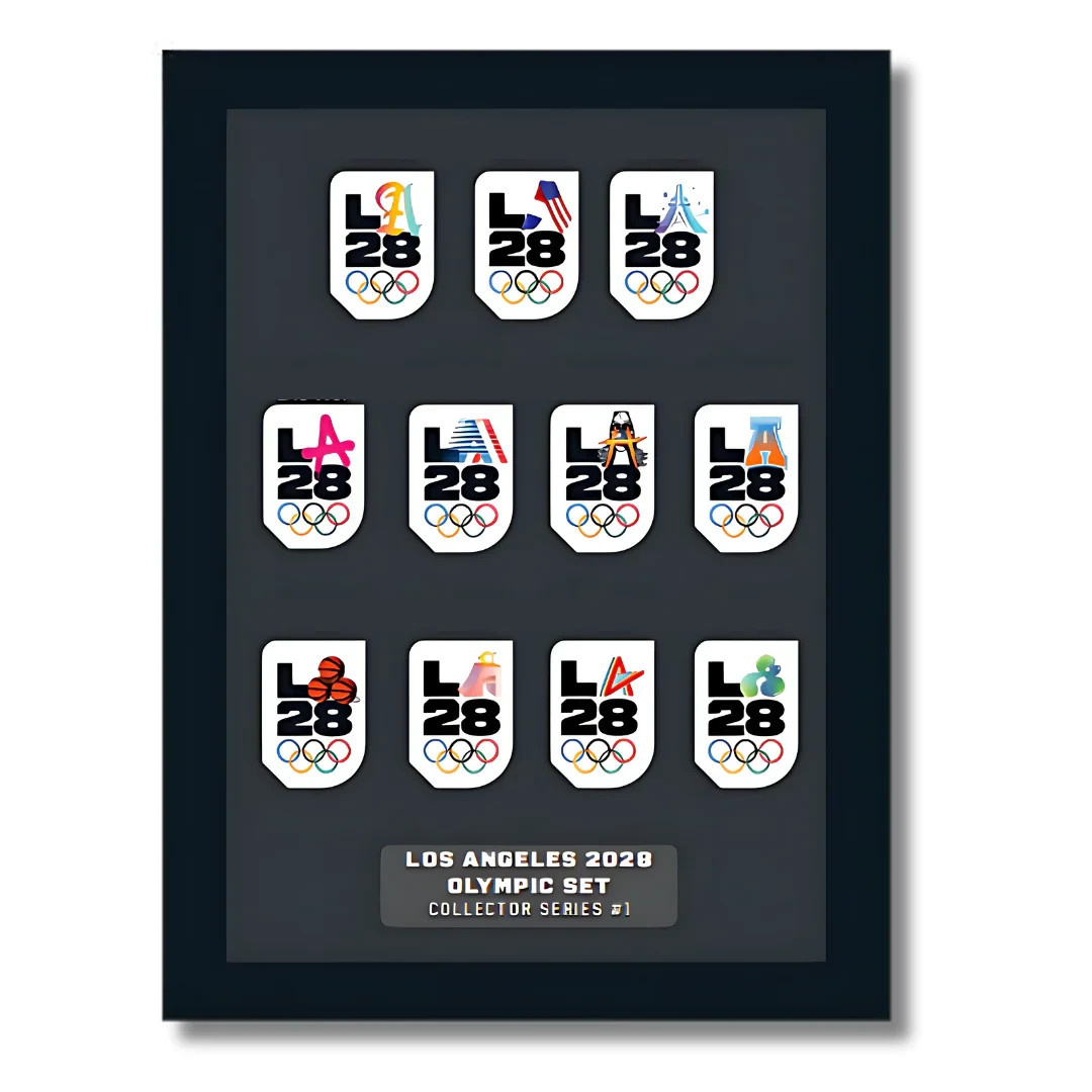 LA28 Summer Olympics Los Angeles 2028 11-Lapel Pin Badge Framed Set Handover Pin LA28 Summer Olympics Los Angeles 2028 11-Lapel Pin Badge Framed Set Handover Pin